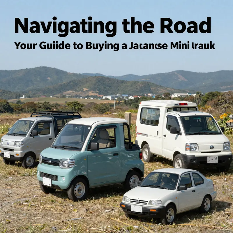 A picturesque view of multiple Japanese mini trucks in an outdoor setting, emphasizing their adaptability.