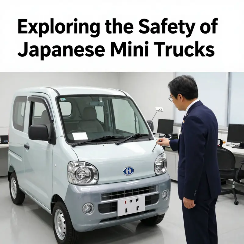 The robust safety design features of a Japanese mini truck emphasizing stability and visibility.