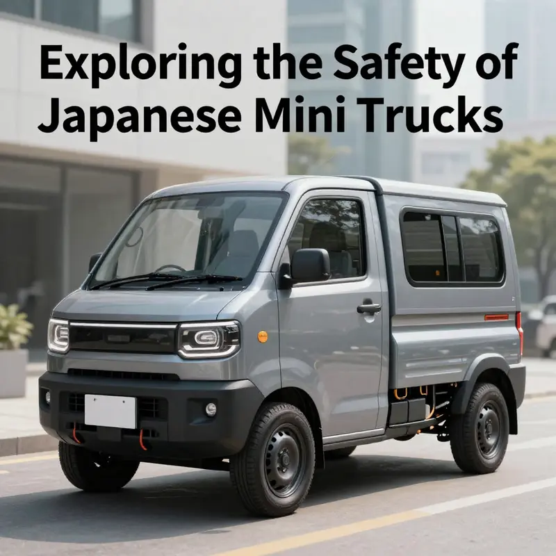 The robust safety design features of a Japanese mini truck emphasizing stability and visibility.