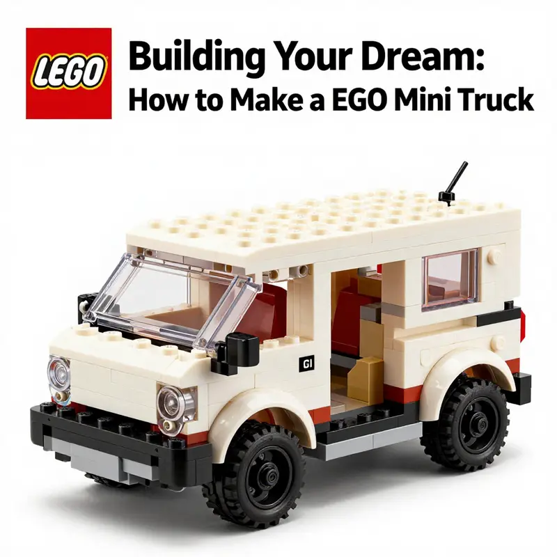 Step-by-step guide visually illustrating the process of making a LEGO mini truck.