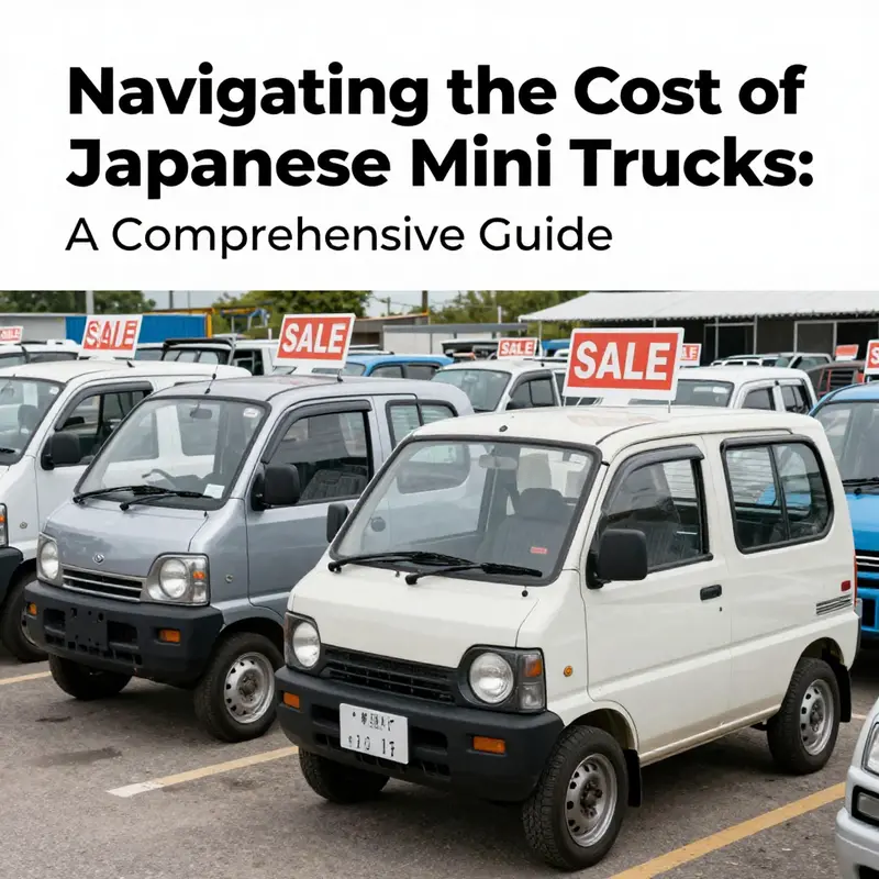 Showroom display featuring brand new Japanese mini trucks ready for sale.