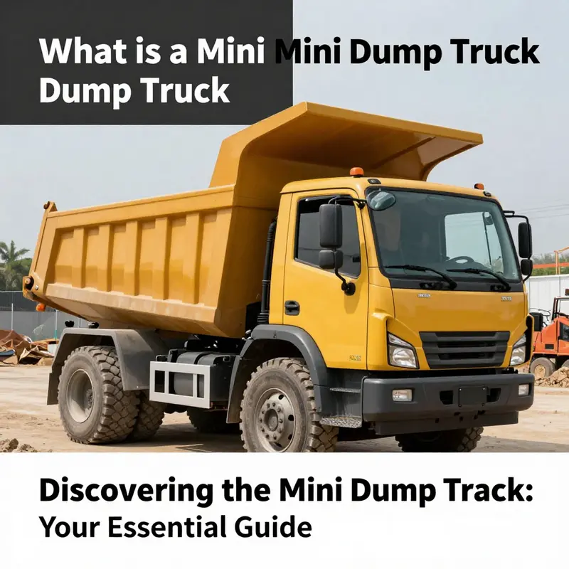 Technical specifications of a mini dump truck emphasizing its compact size and functionality.