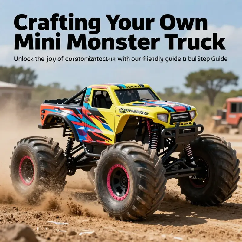 A mini monster truck in action, highlighting the excitement and creativity of the DIY project.