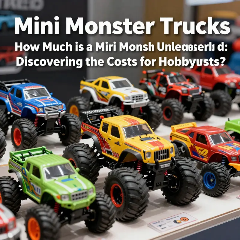 A variety of mini RC monster trucks—affordable thrills for hobbyists.