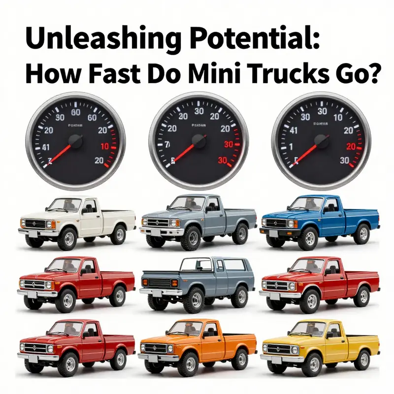 A diverse range of mini trucks illustrating speed classifications.