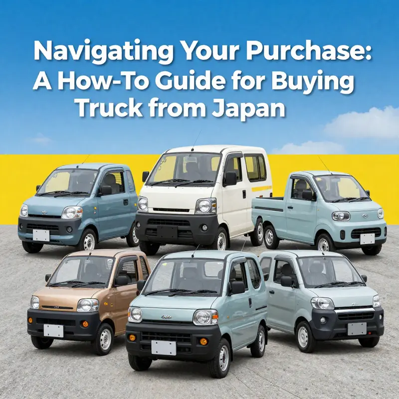 An array of mini trucks from Japan, displaying different models and colors, symbolizing versatility and practicality.