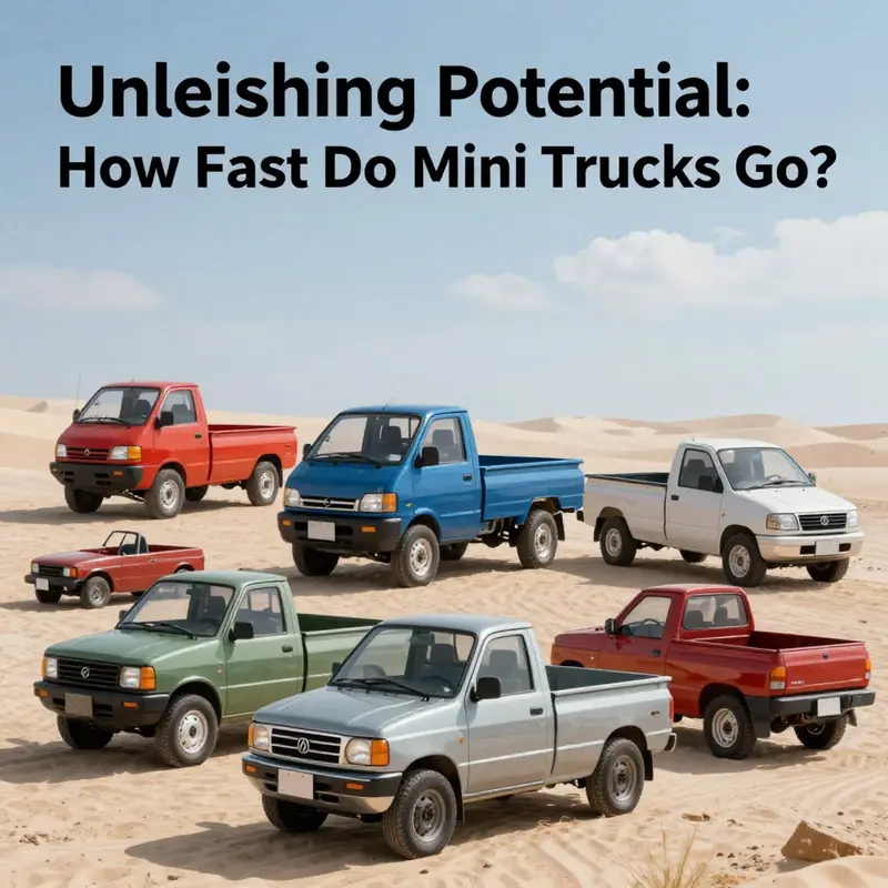A collection of mini trucks parked in various environments, showing their diversity and appeal.