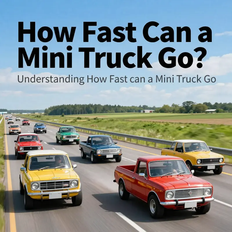 Different mini trucks showcased in a race on the highway.