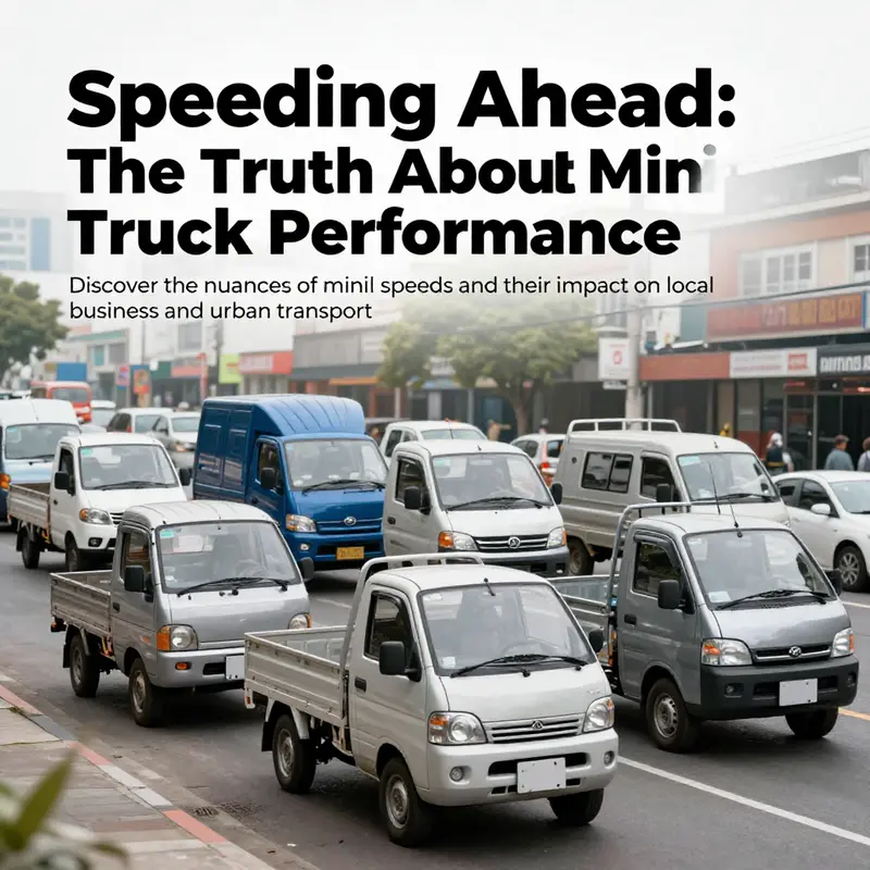 A variety of mini trucks displayed in an urban setting, illustrating their versatility and function.