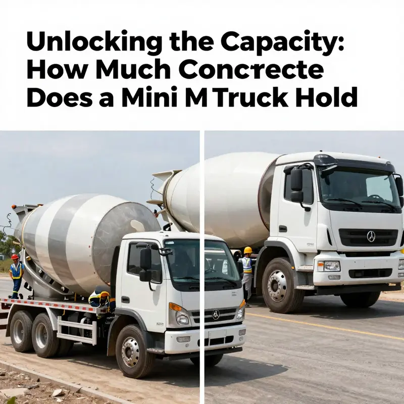 A mini mix truck on site, illustrating its compact design and concrete capacity.