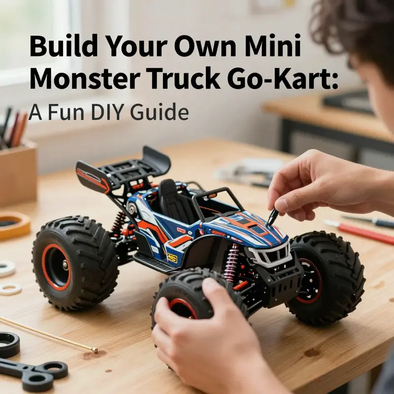 Conceptual design sketches of a mini monster truck go-kart showcasing its unique features.