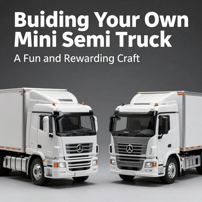 A visual comparison between a detailed static model and a functional mini semi truck.