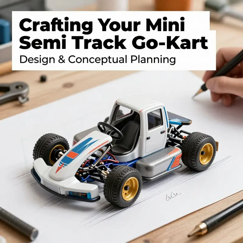 Conceptual design of a mini semi truck go-kart showing the innovative elements of the project.