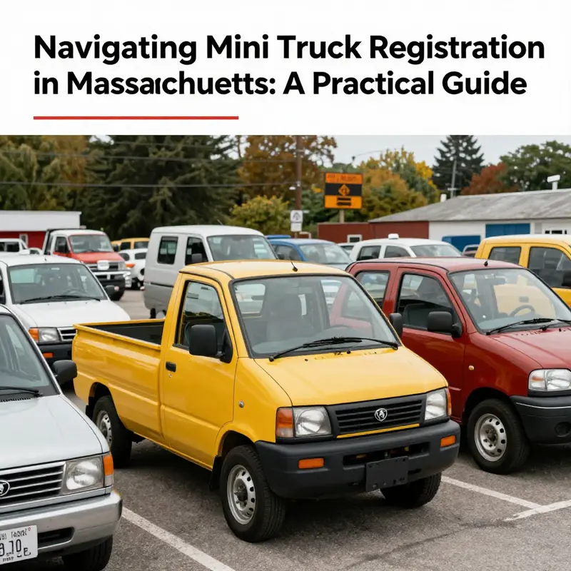 A lively scene of mini trucks parked in Massachusetts, representing the community and versatility of these vehicles.
