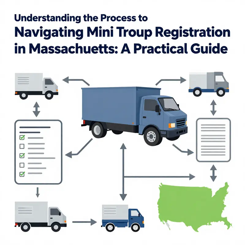 Visualizing the key steps to register a mini truck in Massachusetts.