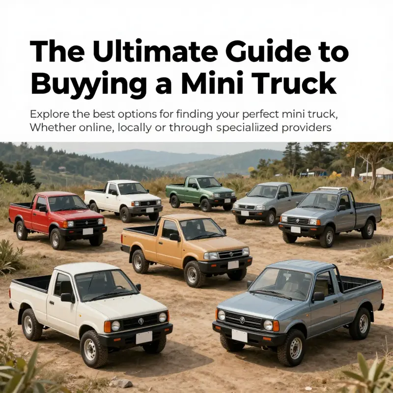 A variety of mini trucks in an outdoor setting, highlighting their design and functional capabilities.