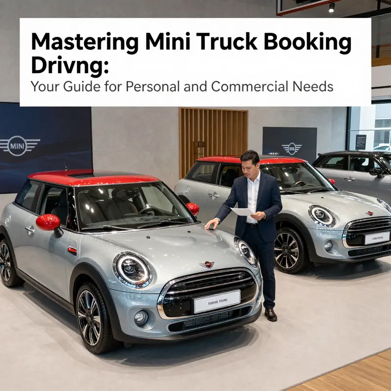 A welcoming truck rental office with several mini trucks ready for personal use.