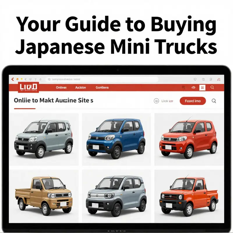 A glimpse of various Japanese mini trucks available for bidding and purchase online.