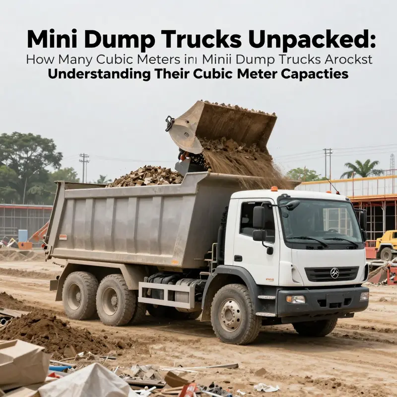 Different mini dump trucks showcasing their varying capacities filled with materials.