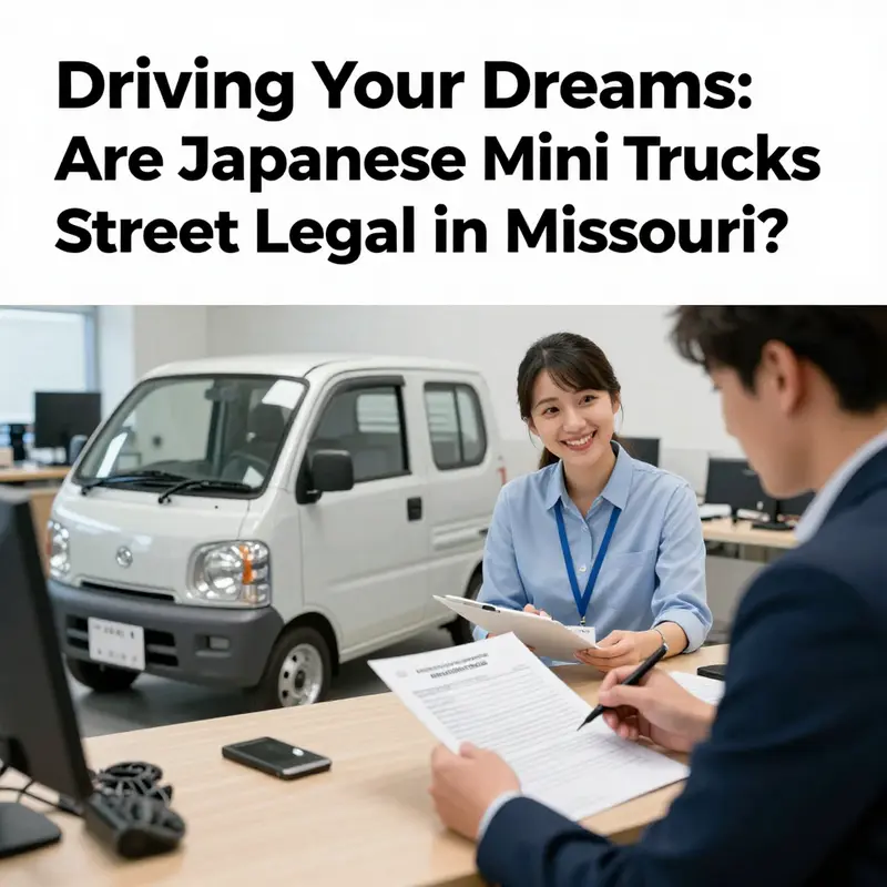 An older Japanese mini truck, showcasing age requirements for road legality in Missouri.