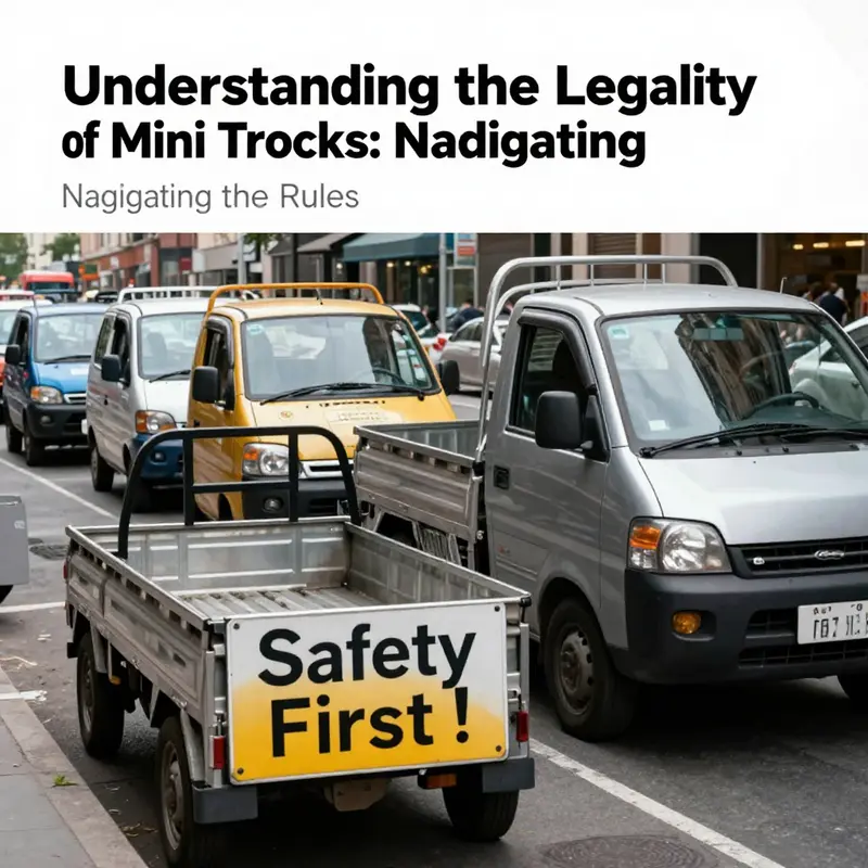 Mini trucks parked in compliance with safety standards—an essential consideration for legality.