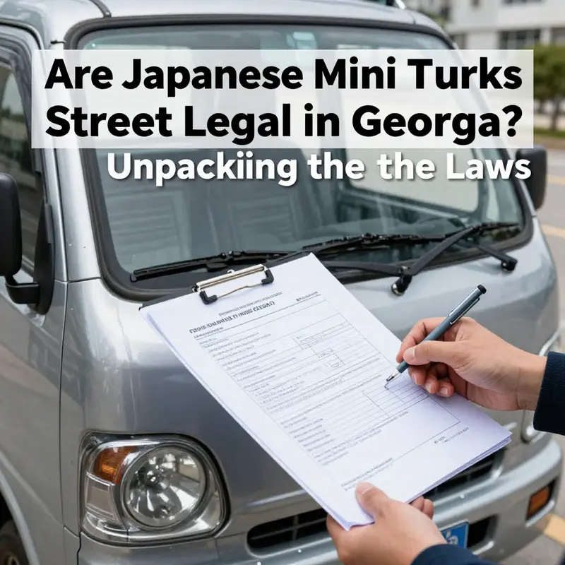 A kei truck parked in a Georgia neighborhood, illustrating its compact design and unique character.