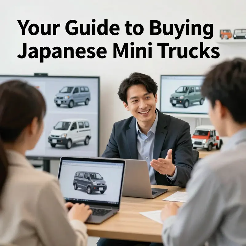 A glimpse of various Japanese mini trucks available for bidding and purchase online.