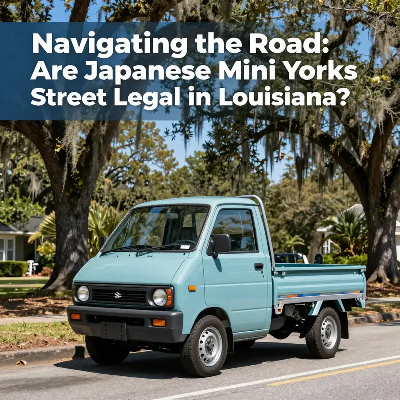 A Suzuki Carry parked on a picturesque street in Louisiana, representing the potential of mini trucks on public roads.