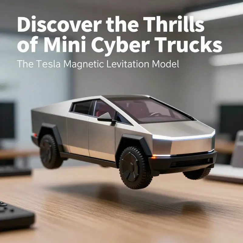 The Tesla Magnetic Levitation Mini Cybertruck model floating elegantly in a modern workspace.
