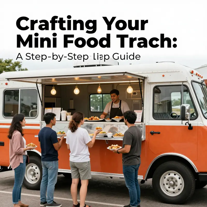 A vibrant design sketch illustrating the layout of a mini food truck.