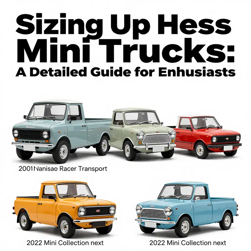 Comparison of Hess Mini Trucks next to a ruler highlighting their dimensions.
