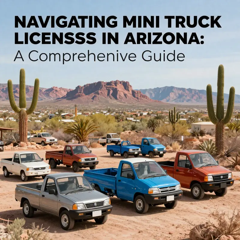 A scenic Arizona backdrop featuring various mini trucks parked, depicting their popularity.