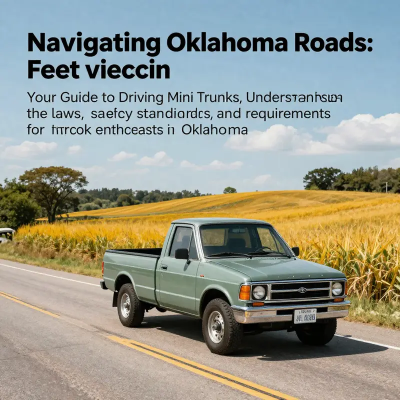 A mini truck cruising through a beautiful Oklahoma landscape, representing excitement and exploration.