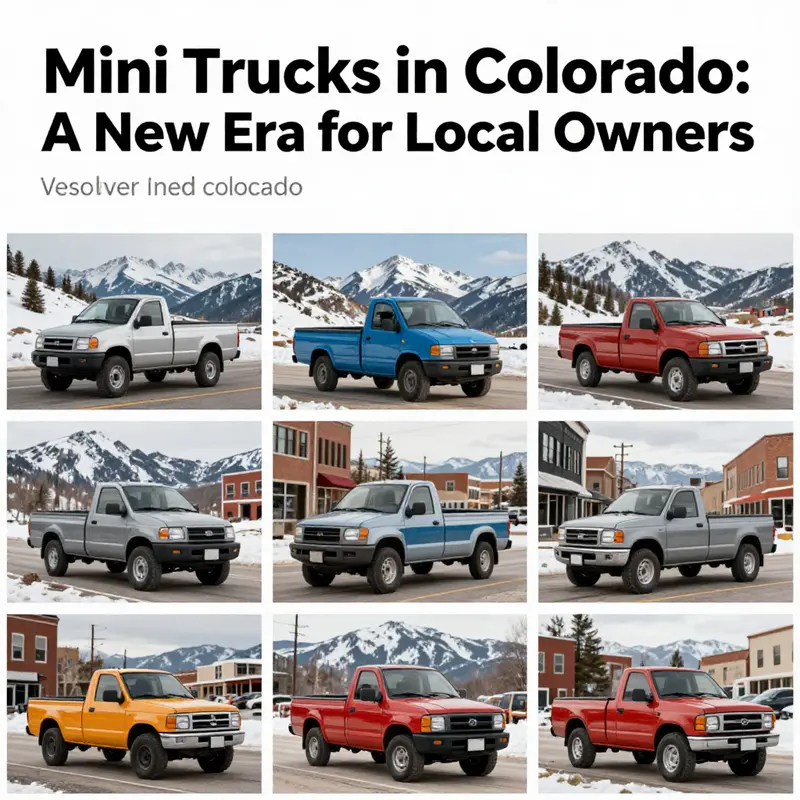 Collage depicting mini trucks across various Colorado terrains, illustrating their legality and multifunctionality.