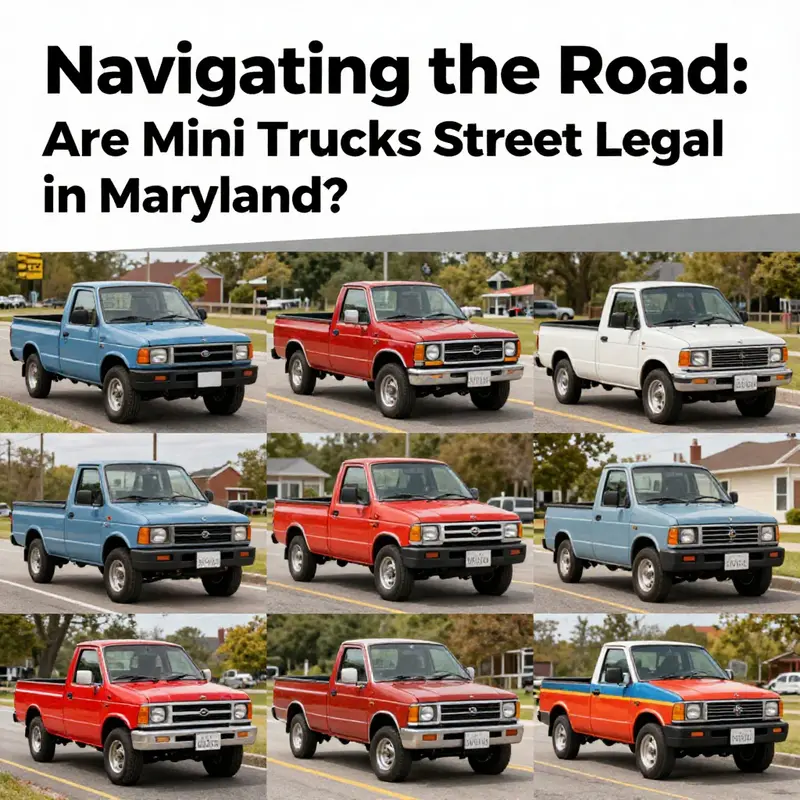 A collage showcasing mini trucks engaging in various activities around Maryland.