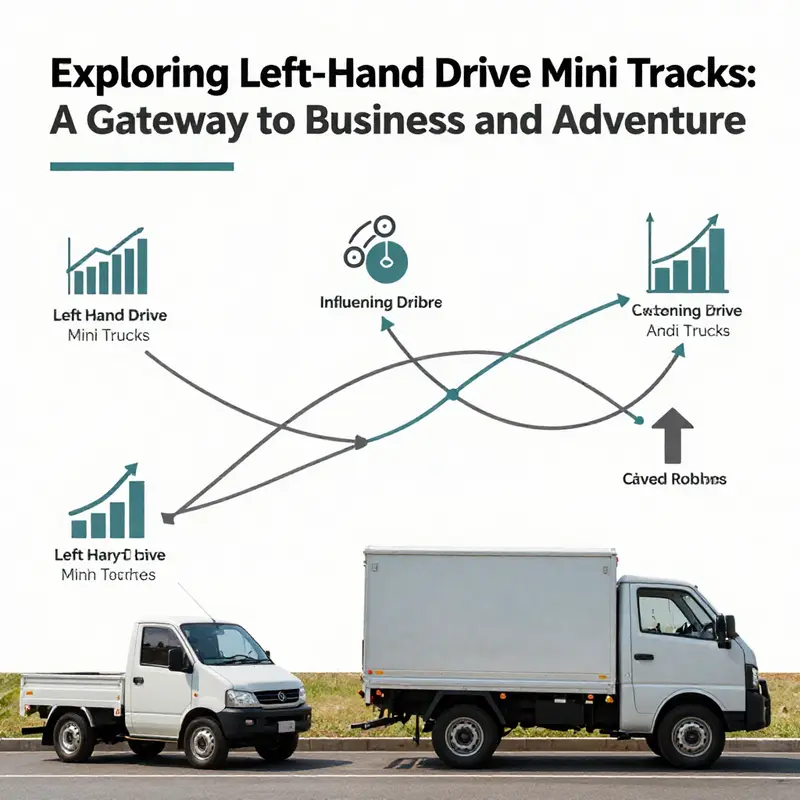 A lively market scene illustrating the variety and availability of left-hand drive mini trucks globally.