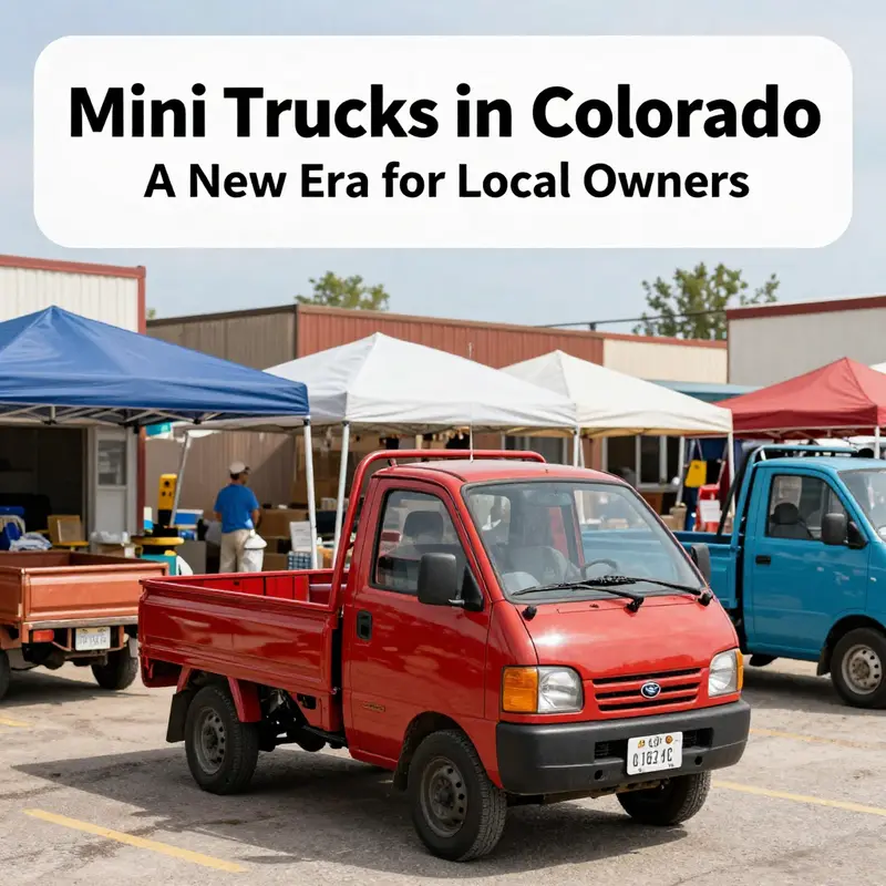 Legal status of mini trucks in Colorado, symbolized by a truck set against a stunning Colorado landscape.