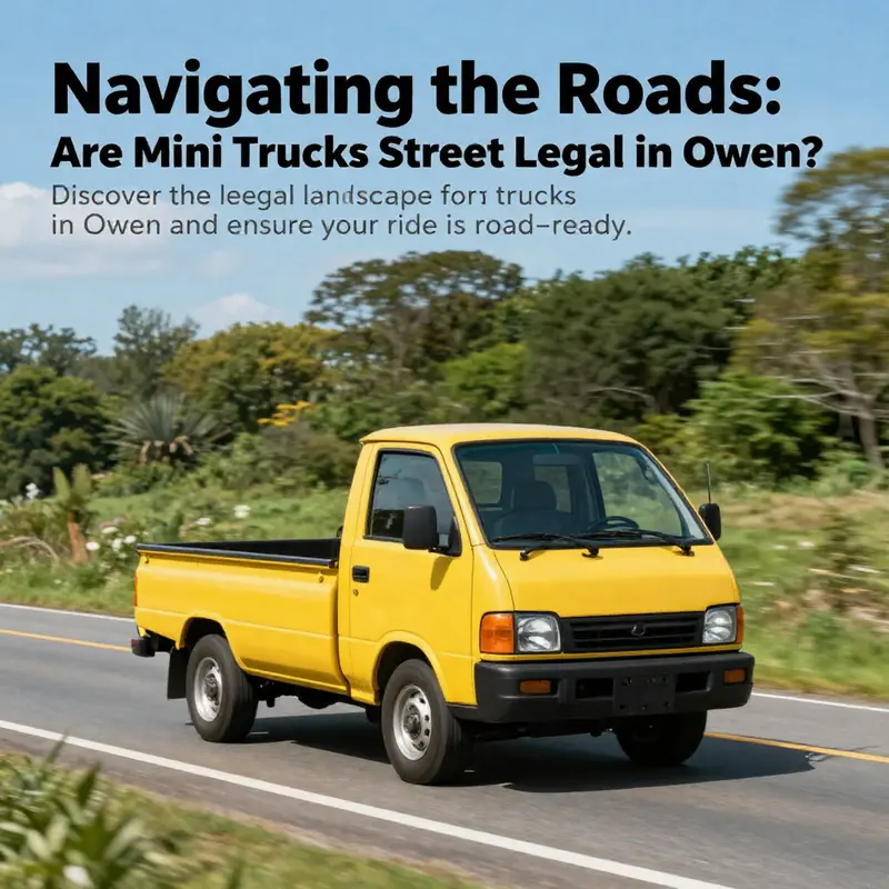 A mini truck driving along a beautiful road in Owen, showcasing the enjoyment of the journey.