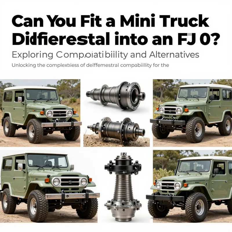 A collage of Toyota FJ40 vehicles and mini truck differentials representing modification opportunities.