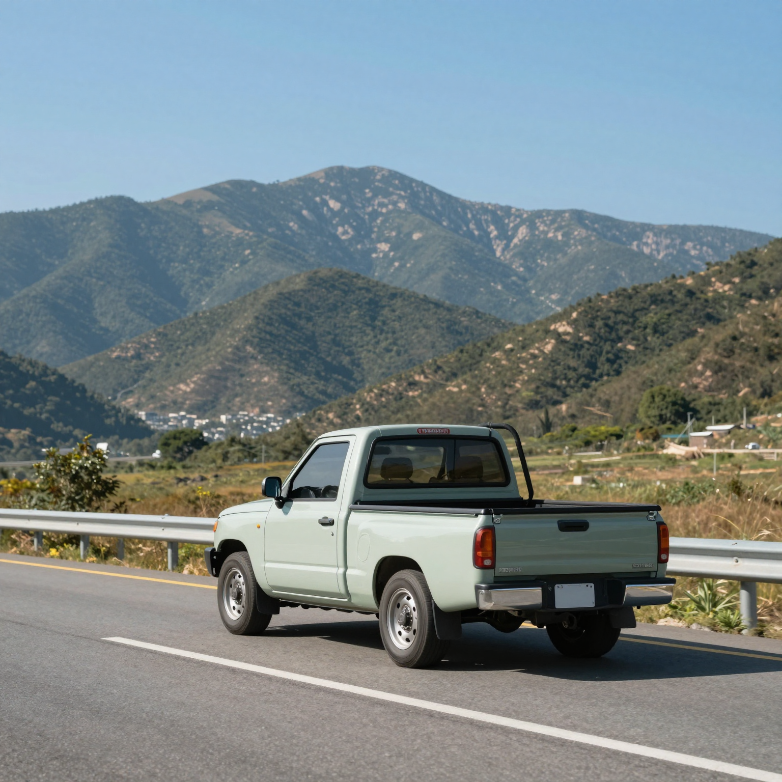 Mini Truck Driving on Highway
