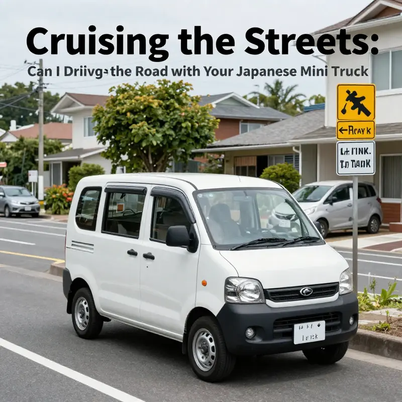 Japanese mini truck adhering to local road regulations.
