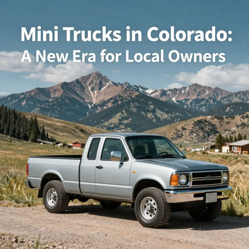 Legal status of mini trucks in Colorado, symbolized by a truck set against a stunning Colorado landscape.