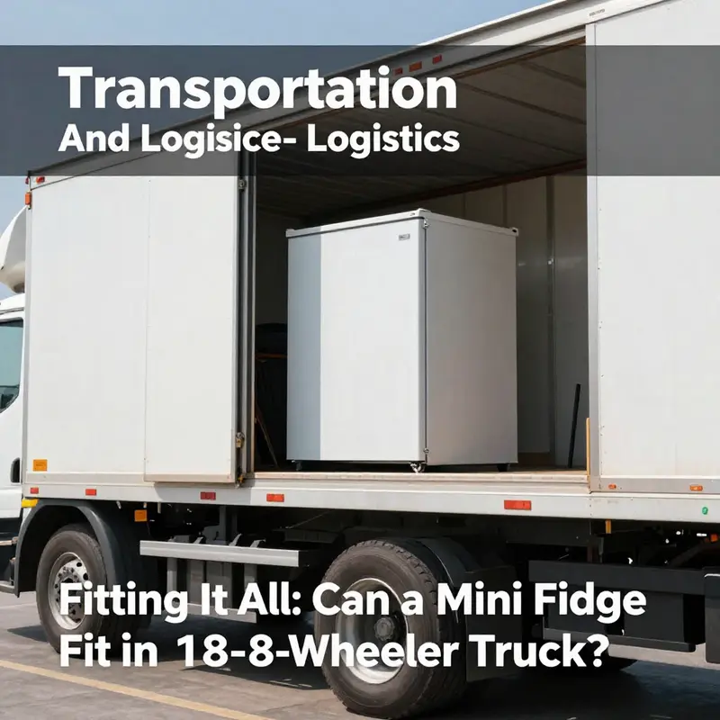 A visual comparison of a mini fridge and an 18-wheeler truck’s cargo space.