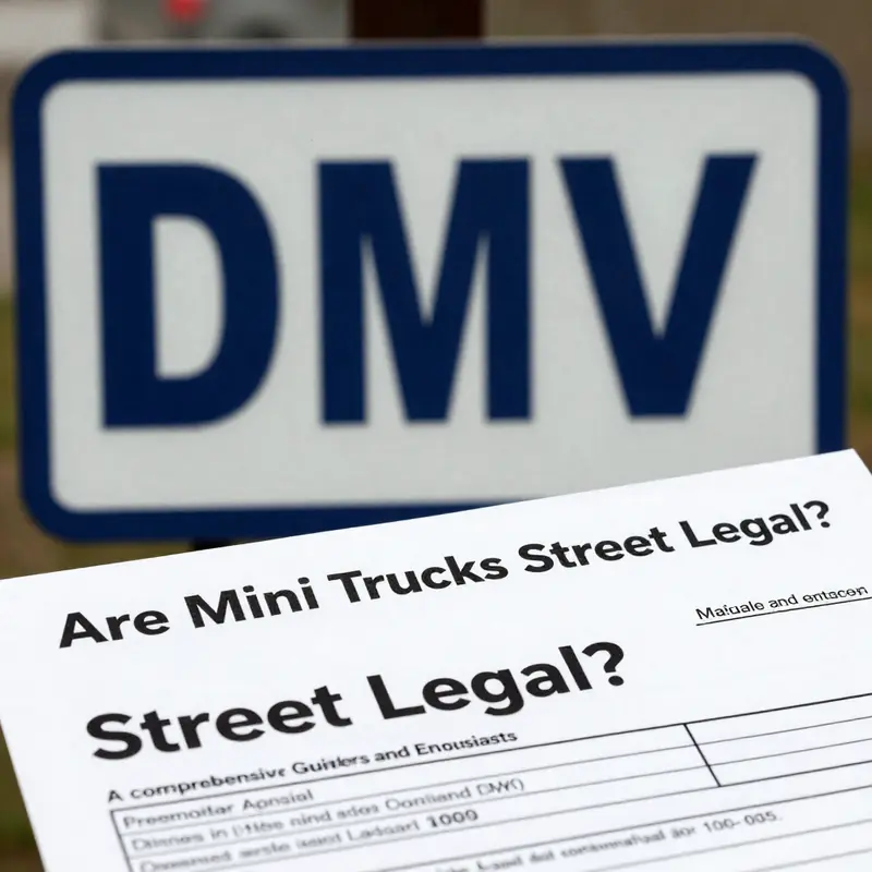 A non-street-legal mini truck surrounded by toy vehicles, highlighting its off-road nature.