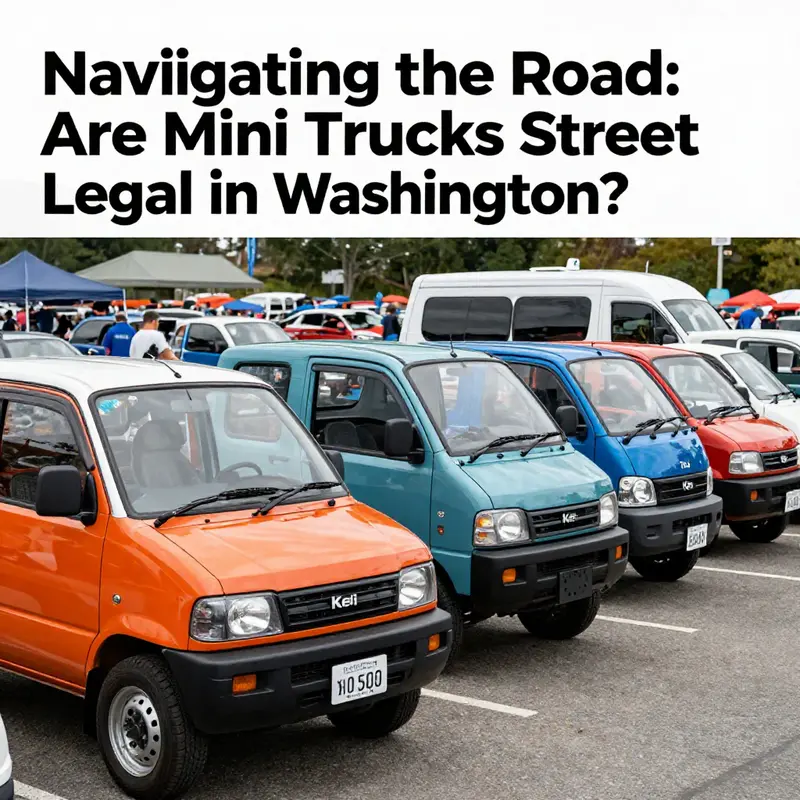 Mini trucks of various styles displayed at a community car show in Washington.