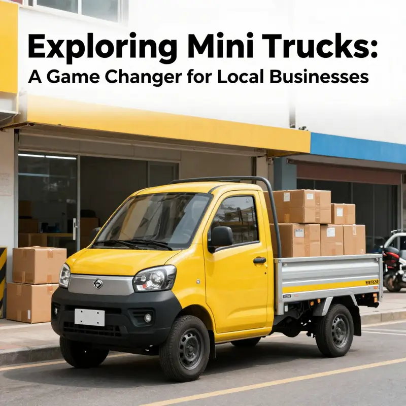 An electric mini truck parked near a small business, symbolizing its role in urban logistics and delivery.