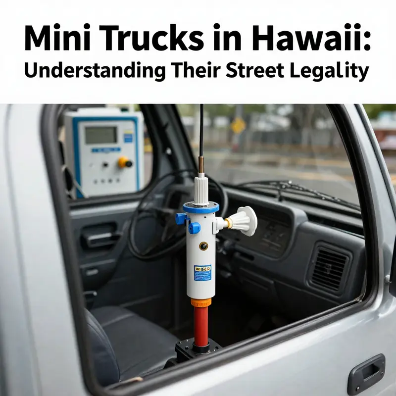 A mini truck parked at a beautiful Hawaiian beach, representing the local appeal and usage of these vehicles.