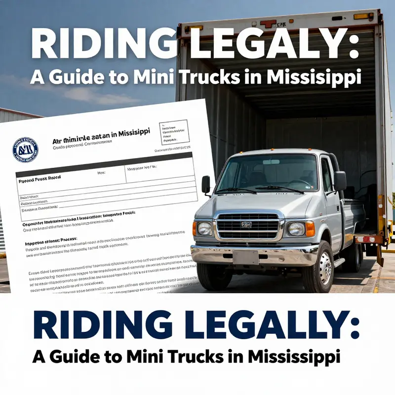 Mini trucks parked legally on a Mississippi street, symbolizing compliance with state regulations.