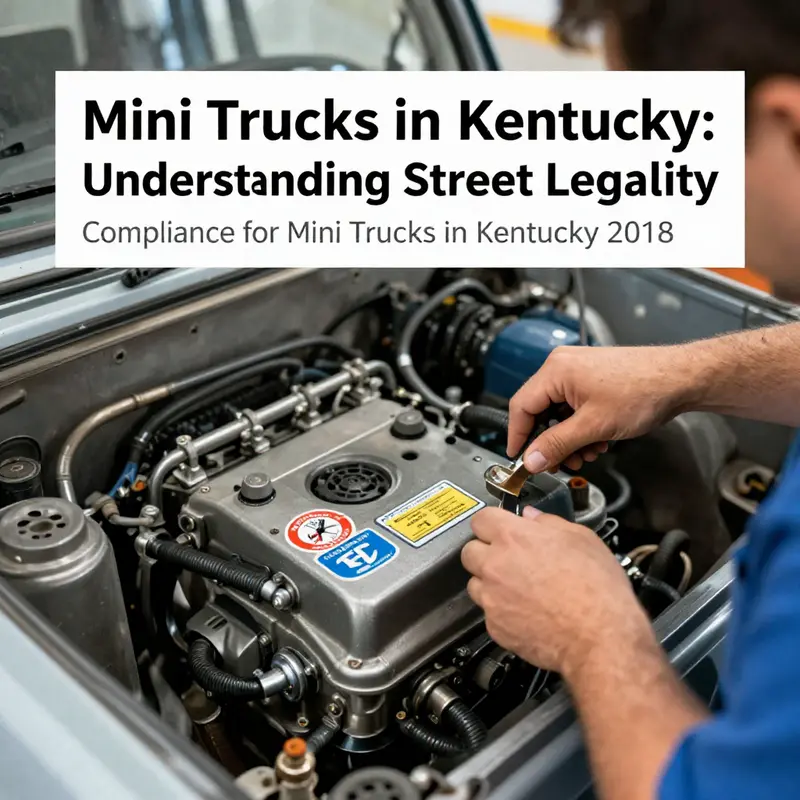 A Kei truck parked on a gravel road, exemplifying street legality in Kentucky.