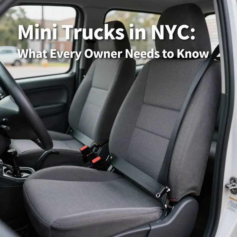 A mini truck parked on a busy NYC street highlighting its legality issues.